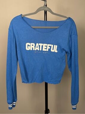 Spiritual Gangster Royal Blue "GRATEFUL" Crop Long Sleeve